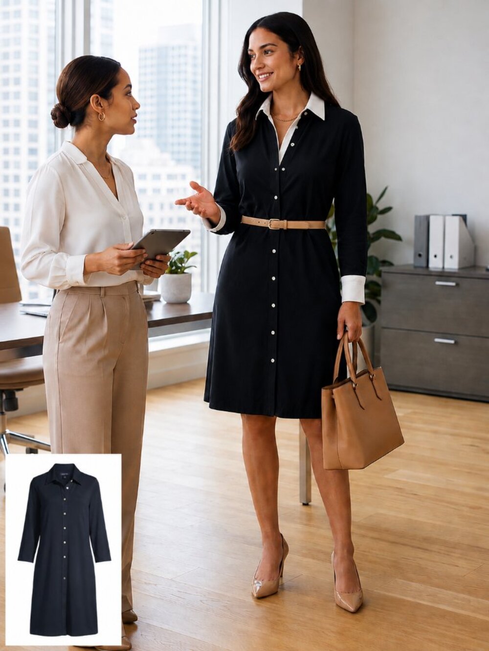 Lands’ End Midnight Navy Button-Down Shirt Dress - Women’s Small 6-8 NWOT